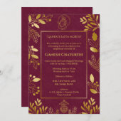 Ganesh Chaturthi Puja gouden elementen Kaart (Voorkant / Achterkant)