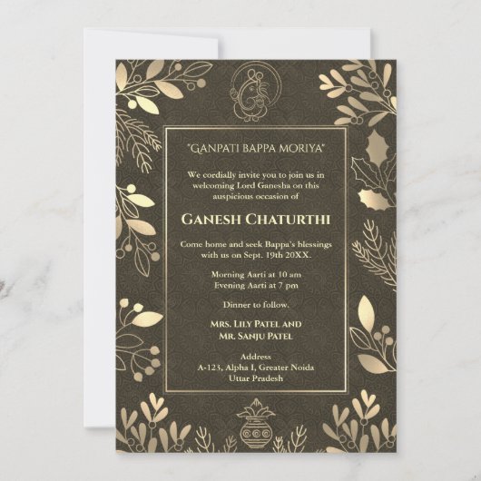 Ganesh Chaturthi Puja gouden elementen Kaart (Voorkant)
