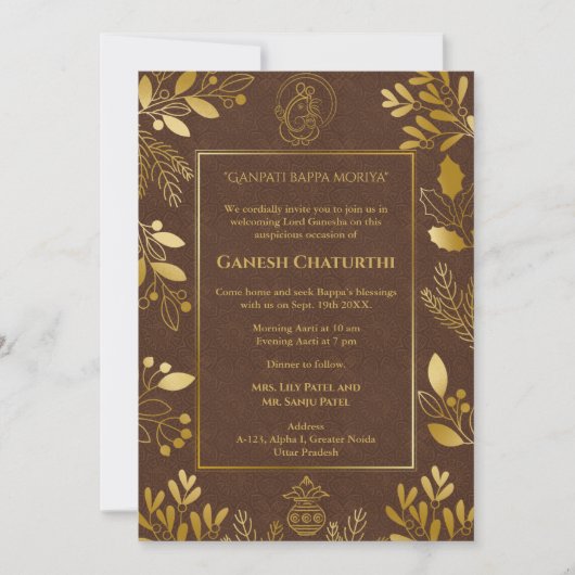 Ganesh Chaturthi Puja gouden elementen Kaart (Voorkant)