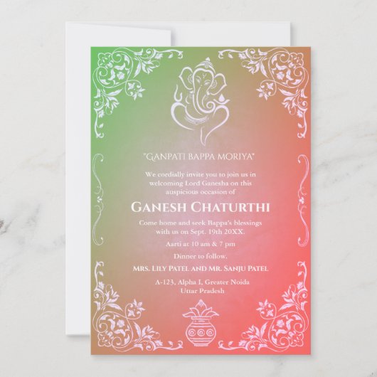 Ganesh Chaturthi Puja Kaart (Voorkant)