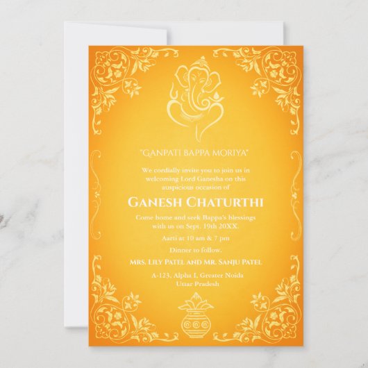 Ganesh Chaturthi Puja Kaart (Voorkant)