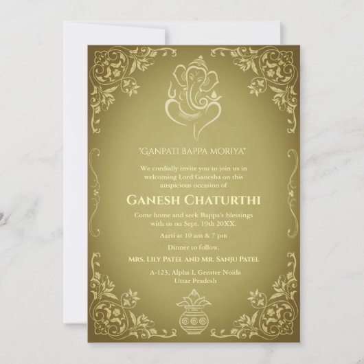 Ganesh Chaturthi Puja Kaart (Voorkant)