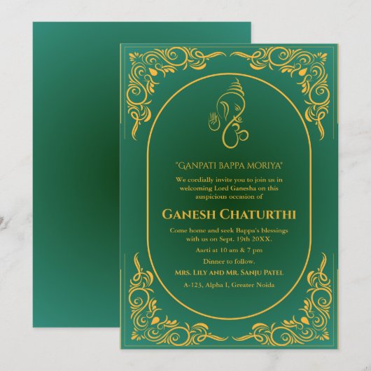 Ganesh Chaturthi Puja Kaart (Voorkant / Achterkant)