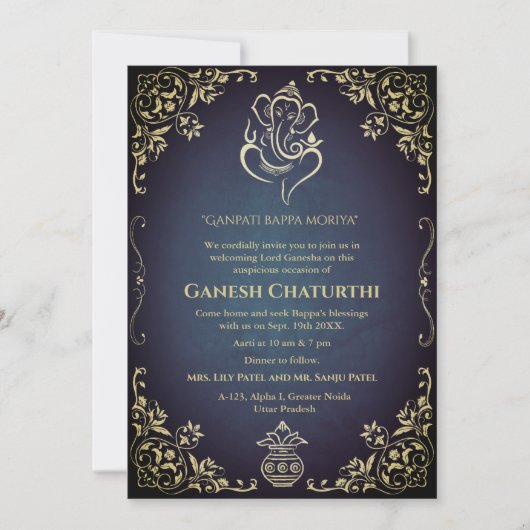 Ganesh Chaturthi Puja Kaart (Voorkant)