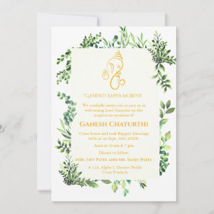 Ganesh Chaturthi Puja Minimal Leafy Tropisch Kaart