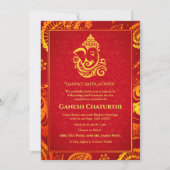 Ganesh Chaturthi Puja Roya Golden Elements Invitat Kaart (Voorkant)