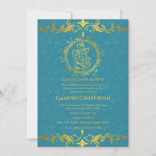 Ganesh Chaturthi Puja Roya gouden elementen Kaart