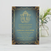 Ganesh Chaturthi Puja Roya gouden elementen Kaart (Staand voorkant)