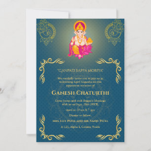 Ganesh Chaturthi Puja Roya gouden elementen Kaart
