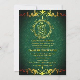 Ganesh Chaturthi Puja Roya gouden elementen Kaart
