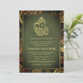 Ganesh Chaturthi Puja Roya gouden elementen Kaart (Staand voorkant)