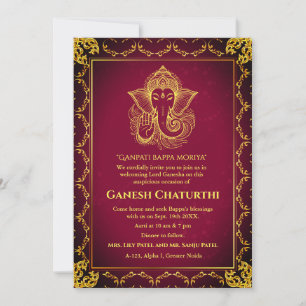 Ganesh Chaturthi Puja Roya gouden elementen Kaart