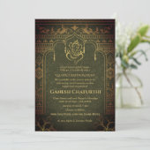 Ganesh Chaturthi Puja Roya gouden elementen Kaart (Staand voorkant)
