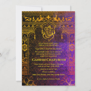 Ganesh Chaturthi Puja Roya gouden elementen Kaart