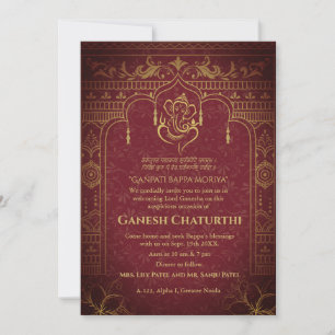 Ganesh Chaturthi Puja Roya gouden elementen Kaart