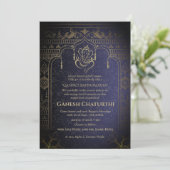 Ganesh Chaturthi Puja Roya gouden elementen Kaart (Staand voorkant)