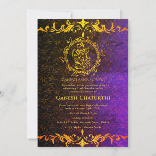 Ganesh Chaturthi Puja Roya gouden elementen Kaart