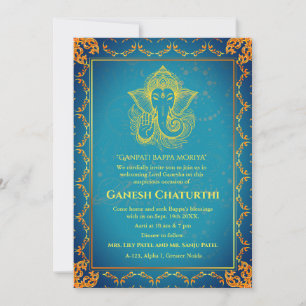 Ganesh Chaturthi Puja Roya gouden elementen Kaart