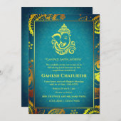 Ganesh Chaturthi Puja Roya gouden elementen Kaart (Voorkant / Achterkant)