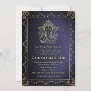 Ganesh Chaturthi Puja Roya gouden elementen Kaart