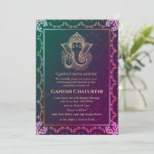 Ganesh Chaturthi Puja Roya gouden elementen Kaart (Staand voorkant)