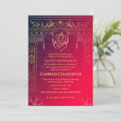 Ganesh Chaturthi Puja Roya gouden elementen Kaart (Staand voorkant)