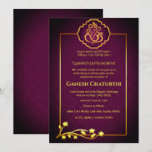 Ganesh Chaturthi Puja Royal Golden Kaart (Voorkant / Achterkant)