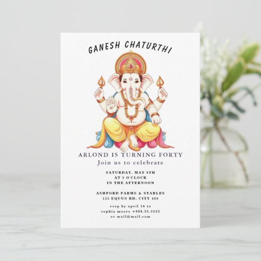 ganesh chaturthi verjaardagsuitnodiging kaart (Staand voorkant)