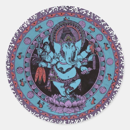 Ganesh Dancer Ronde Sticker (Voorkant)
