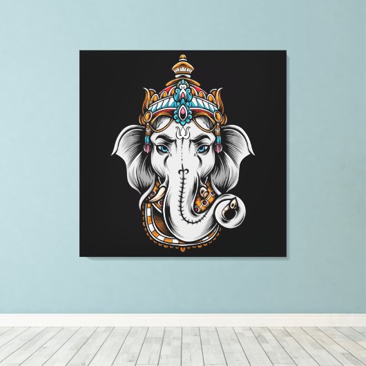 Ganesh Elephant Canvas Afdruk (Insitu (Houten vloer))