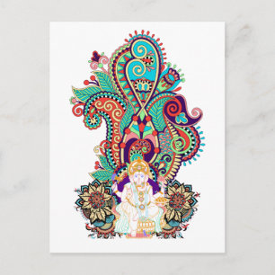Ganesh Elephant God Colorful Paisley Briefkaart