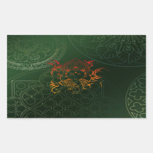 Ganesh Elephant Mandala oranje groen Yoga Asia Rechthoekige Sticker