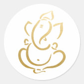Ganesh | Ganapati | god van de indianen | Faux Gol Ronde Sticker (Voorkant)