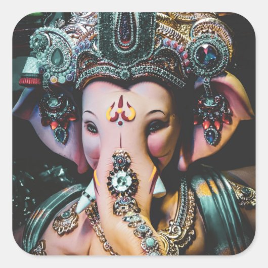 Ganesh Ganapati Hindu God van rijkdom Vierkante Sticker (Voorkant)