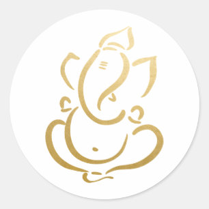 Ganesh   Ganapati   Indiase God   Nepgoud  Ronde Sticker