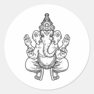 Ganesh God Pixels Olifant Indisch Dier Yoga Hindoe Ronde Sticker