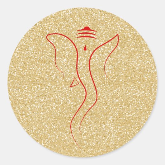 Ganesh Gold Ronde Sticker (Voorkant)