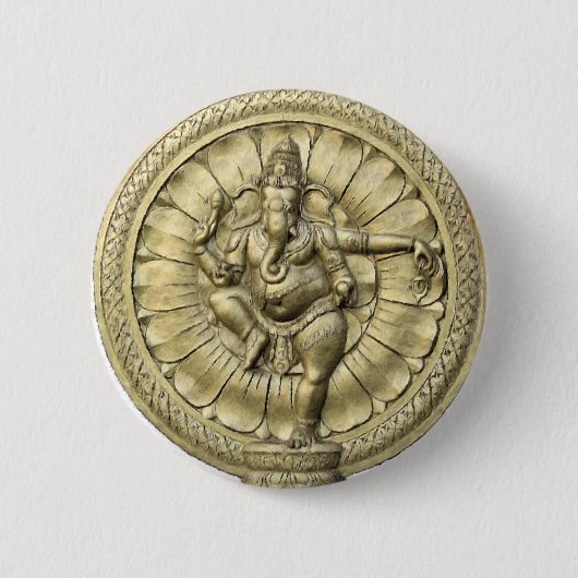 Ganesh (Golden) Ronde Button 5,7 Cm (Voorkant)