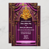 Ganesh gouden paarse Indiase tempelboog Hindi Hind Kaart (Voorkant / Achterkant)