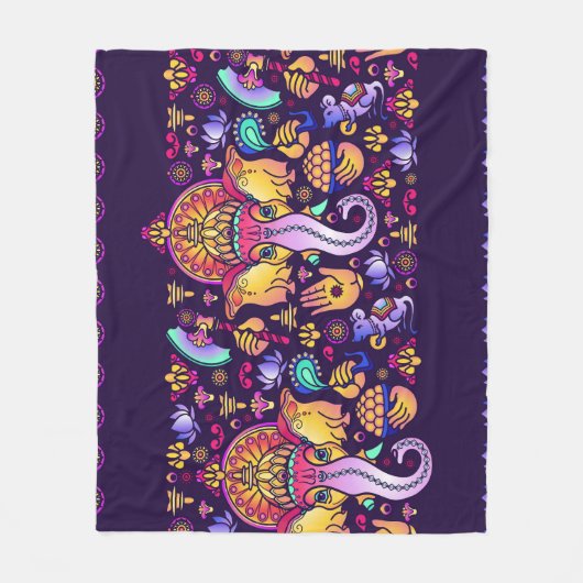 Ganesh Hindu God: Feestelijk Naadloos Fleece Deken (Voorkant)
