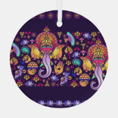 Ganesh Hindu God: Feestelijk Naadloos Glas Ornament (Achterkant)