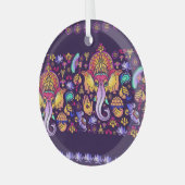 Ganesh Hindu God: Feestelijk Naadloos Glas Ornament (Voorkant links)