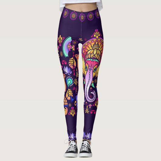 Ganesh Hindu God: Feestelijk Naadloos Leggings (Voorkant)