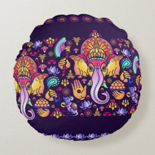 Ganesh Hindu God: Feestelijk Naadloos Rond Kussen
