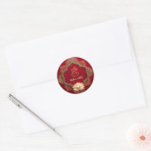 Ganesh Hindu God | Indiase bruiloft goud rood Ronde Sticker (Envelop)