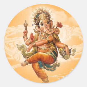 GANESH HINDU GOD RONDE STICKER