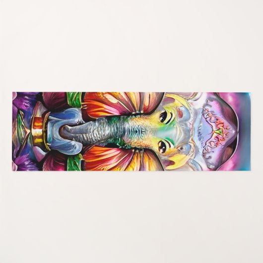 Ganesh Hindu India Elephant Bright Psychedelic Yogamat (Voorkant (horizontaal))