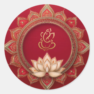 Ganesh-huwelijk   Indiase trouw goud rood Ronde Sticker
