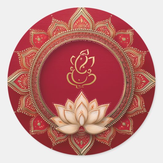 Ganesh-huwelijk | Indiase trouw goud rood Ronde Sticker (Voorkant)