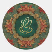 Ganesh-huwelijk | Indische bruiloft lotusgroen Ronde Sticker (Voorkant)